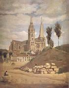 Jean Baptiste Camille  Corot La cathedrale de Chartres (mk11) France oil painting reproduction